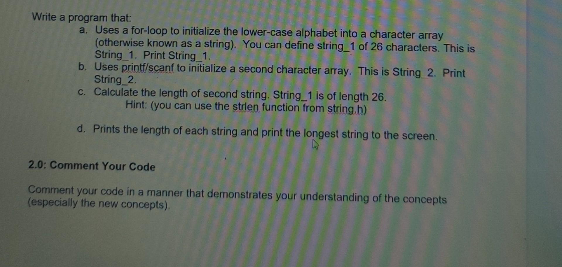 Solved Write a program that: a. Uses a for-loop to | Chegg.com