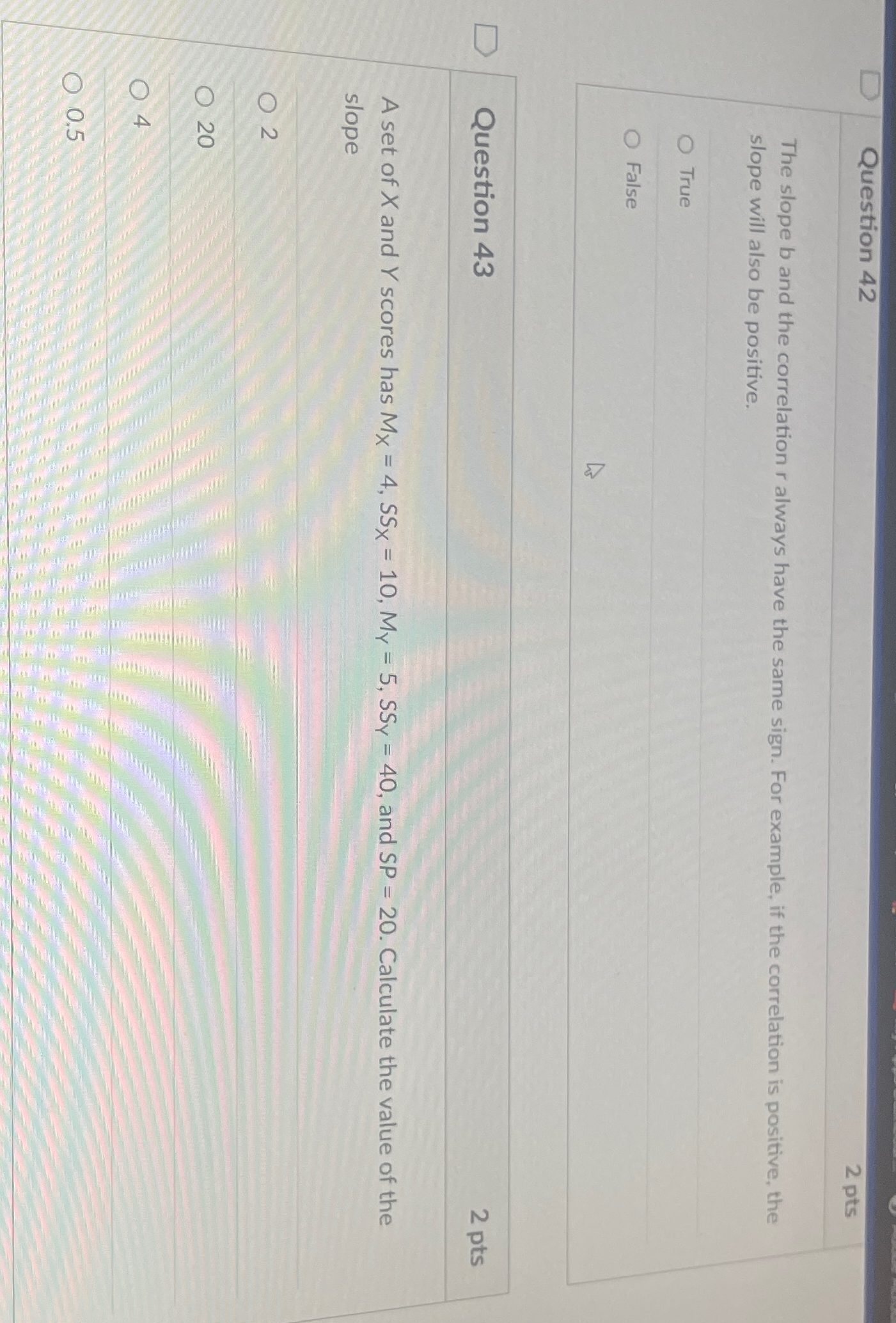 Solved Question 422 ﻿ptsThe slope b ﻿and the correlation r | Chegg.com