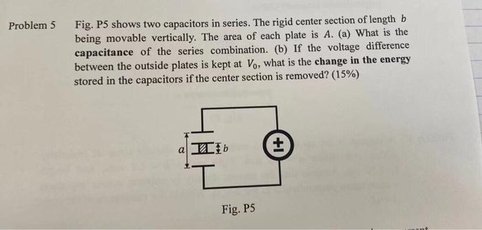 Solved Problem 5 Fig. P5 shows two capacitors in series. The | Chegg.com