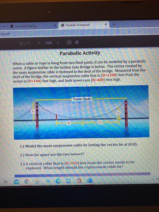 Solved HX Document Sharing Parabolic Activity.pdf vity.pdf 1 | Chegg.com