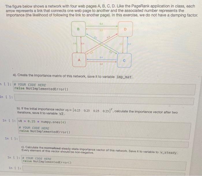 The figure below shows a network with four web pages | Chegg.com