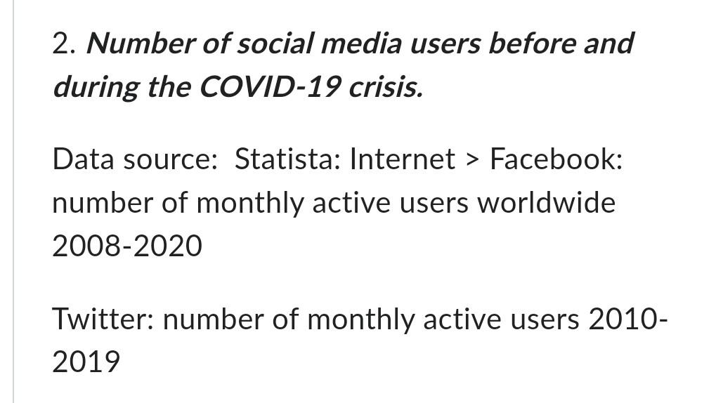 Solved 2. Number of social media users before and during the | Chegg.com