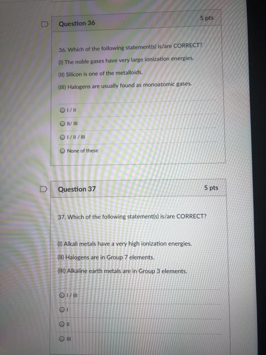 Solved 5 pts Question 36 36. Which of the following | Chegg.com