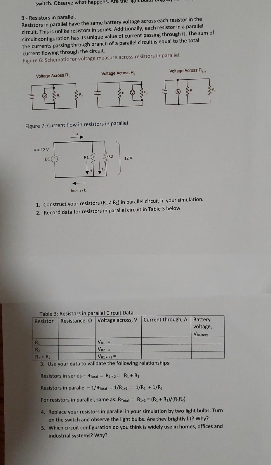 Solved Switch. Observe What Happens. Are The B - Resistors | Chegg.com