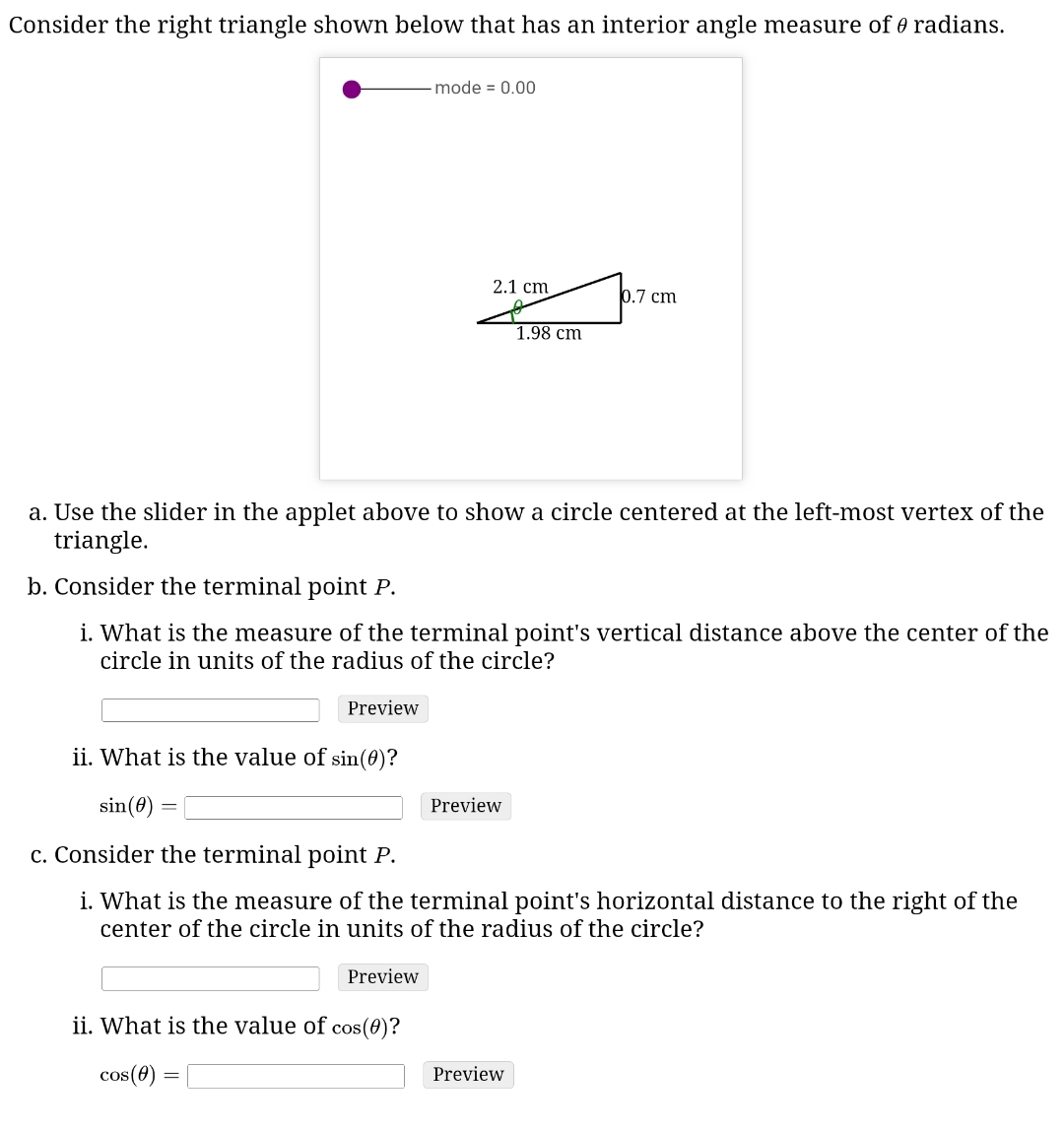 Solved Consider the right triangle shown below that has an | Chegg.com