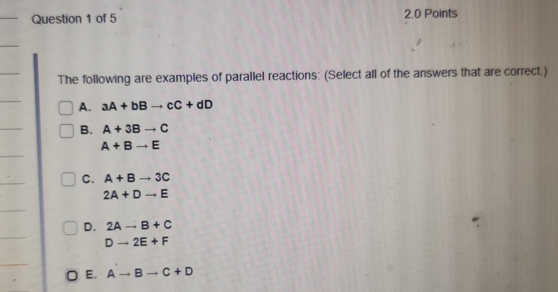 Solved 2.0 Points Question 1 of 5 The following are examples | Chegg.com