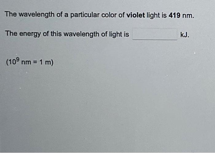 what is the wavelength of violet light in air