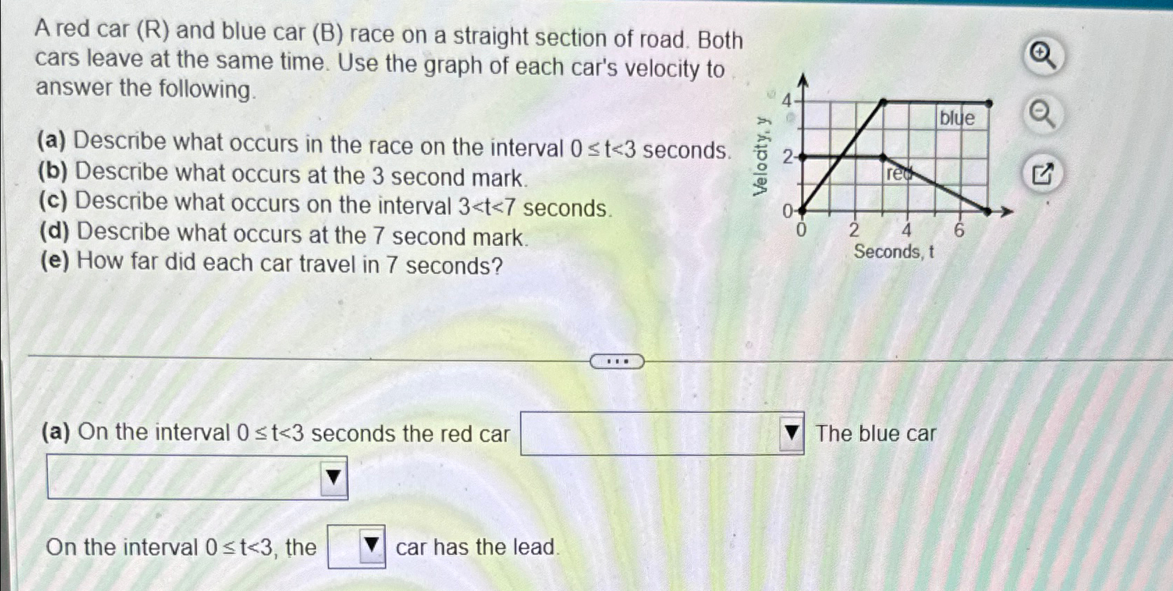 Solved A Red Car (R) ﻿and Blue Car (B) ﻿race On A Straight | Chegg.com