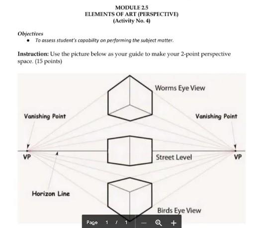 Solved MODULE 2.5 ELEMENTS OF ART (PERSPECTIVE) (Activity | Chegg.com