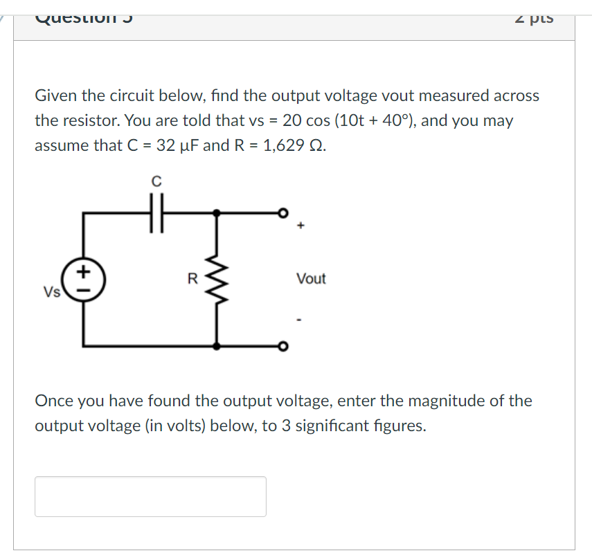 Solved Given the circuit below, find the output voltage vout | Chegg.com