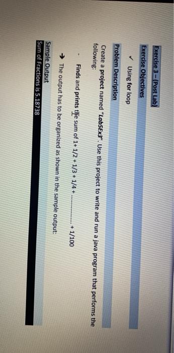 Solved Exercise 3 - (Post Lab Exercise Objectives Using for | Chegg.com