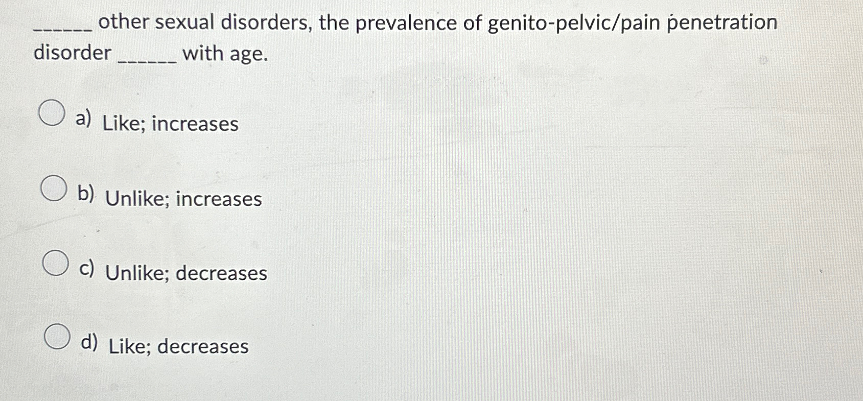 Solved other sexual disorders the prevalence of Chegg