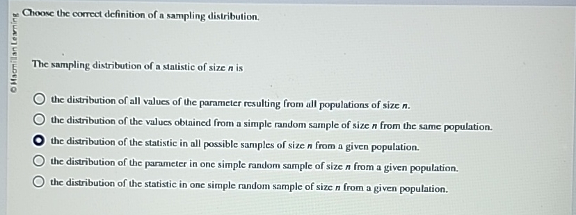 Solved Choose the correct definition of a sampling