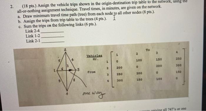 2. (18 pts.) Assign the vehicle trips shown in the | Chegg.com