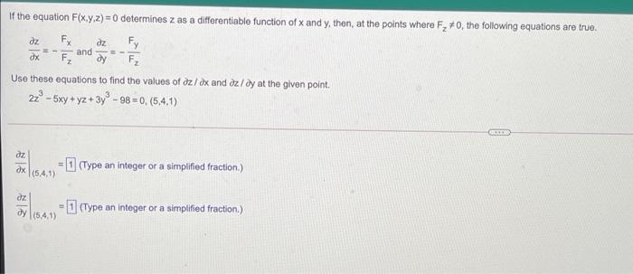 Solved dz If the equation F(x,y,z)=0 determines z as a | Chegg.com ...