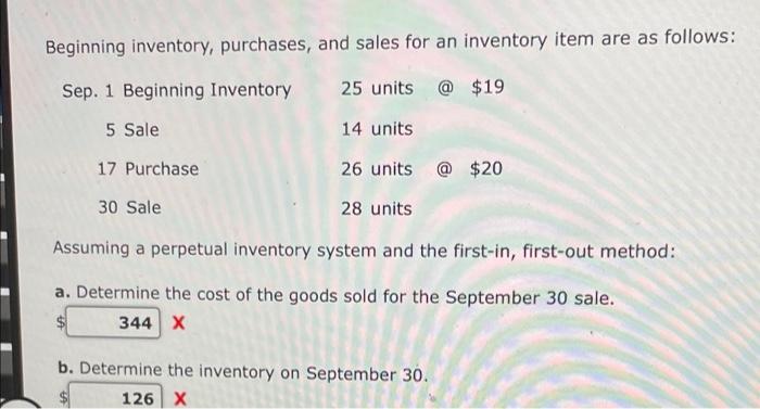 Solved Beginning Inventory, Purchases, And Sales For An | Chegg.com