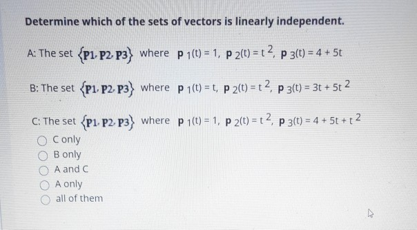 Solved Determine Which Of The Sets Of Vectors Is Linearly