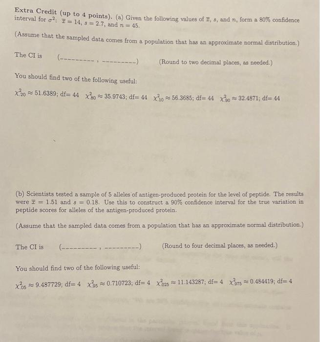Solved Extra Credit (up to 4 points). (a) Given the | Chegg.com