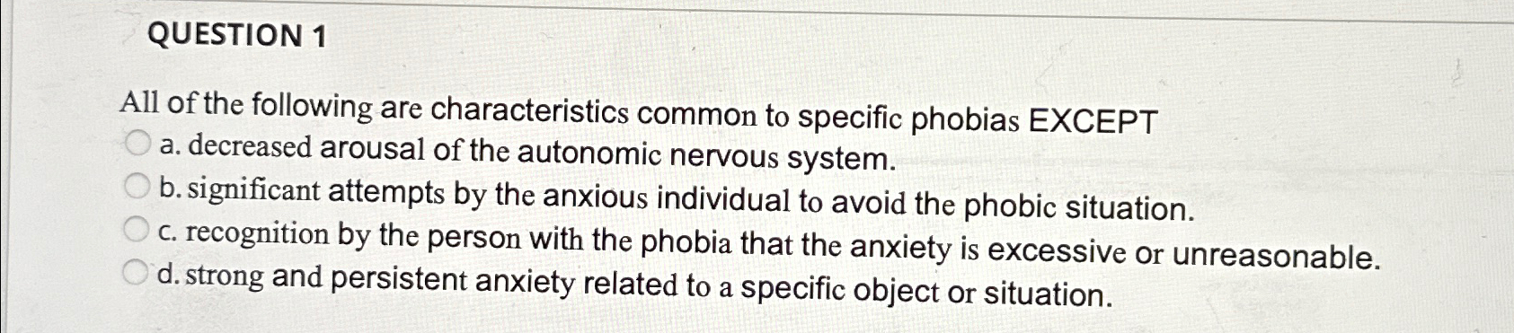 Solved QUESTION 1All of the following are characteristics | Chegg.com