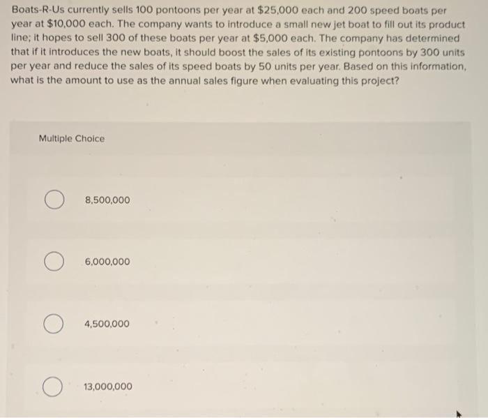 Solved Boats-R-Us currently sells 100 pontoons per year at | Chegg.com