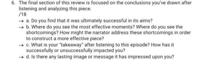 6. The final section of this review is focused on the | Chegg.com
