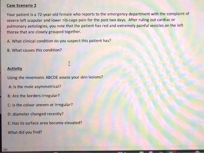 Solved Case Scenario 2 Your patient is a 72-year-old female | Chegg.com