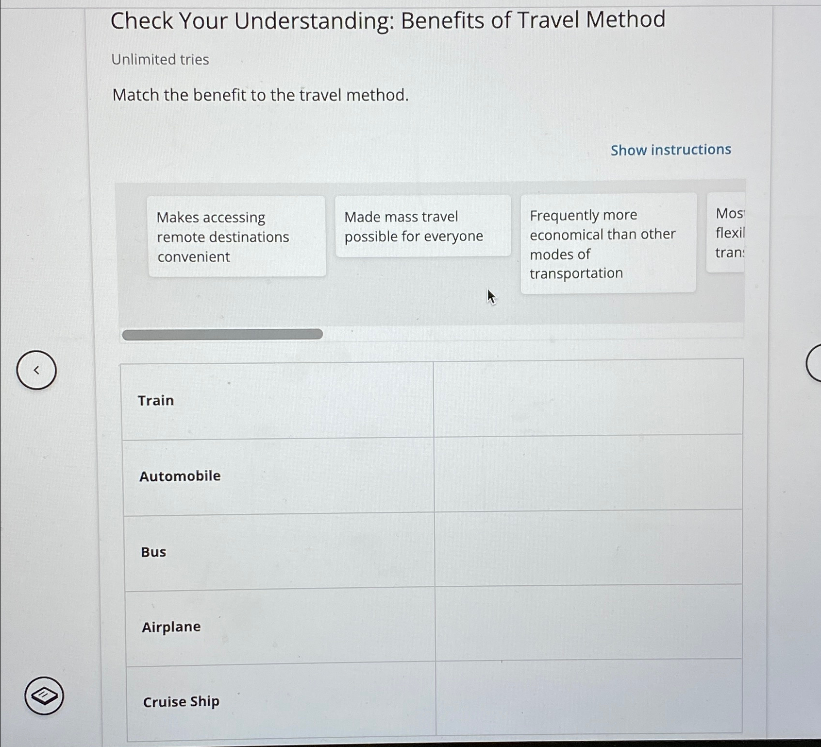 Solved Check Your Understanding: Benefits of Travel | Chegg.com