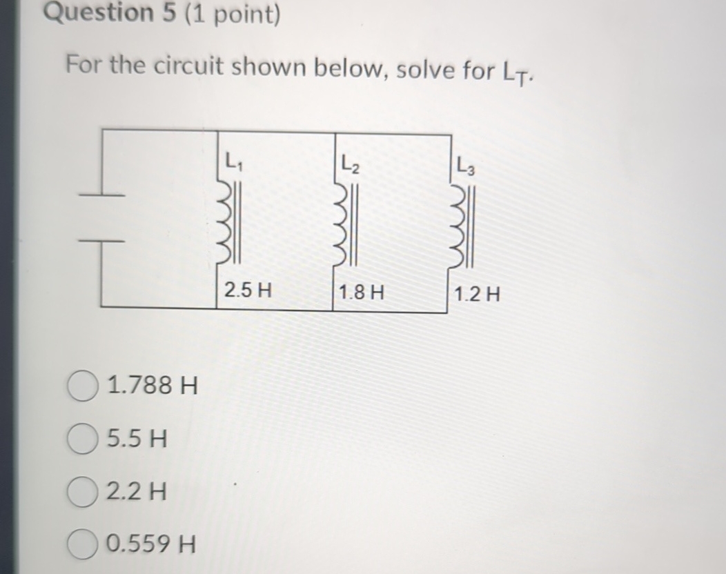 Solved Question 5 (1 ﻿point)For the circuit shown below, | Chegg.com