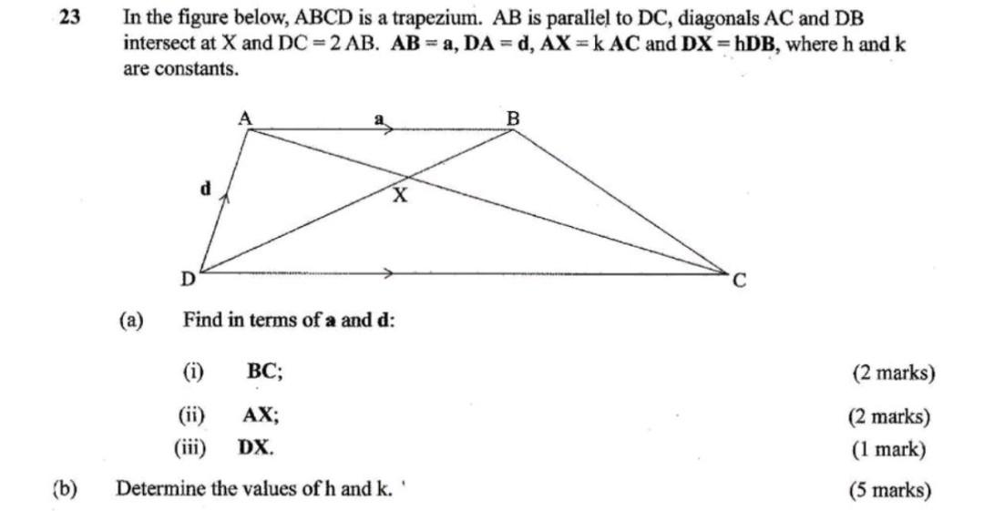 Solved 23 In the figure below, ABCD is a trapezium. AB is | Chegg.com