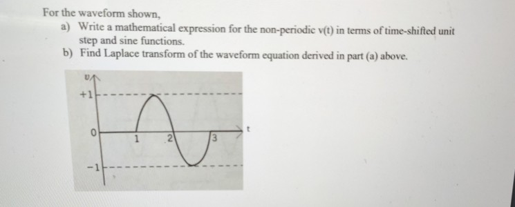 Solved For the waveform shown, a) Write a mathematical | Chegg.com