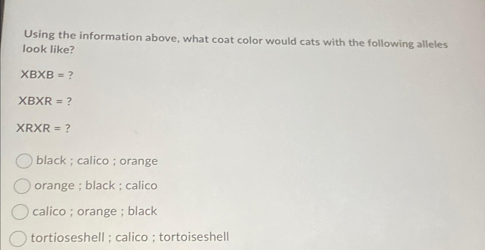 Solved Using The Information Above, What Coat Color Would | Chegg.com