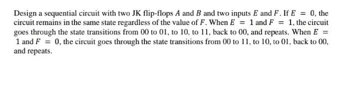 Solved Design a sequential circuit with two JK flip-flops A | Chegg.com