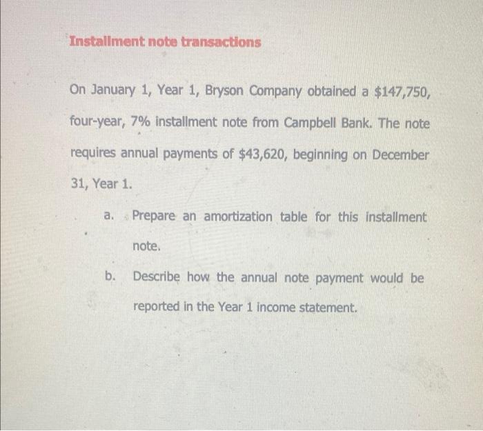 Solved Installment note transactions On January 1, Year 1, | Chegg.com