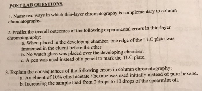 Solved POST LAB QUESTIONS 1. Name two ways in which | Chegg.com