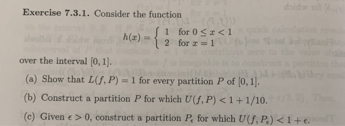 Solved Exercise 7.3.1. Consider the function 1 for 0