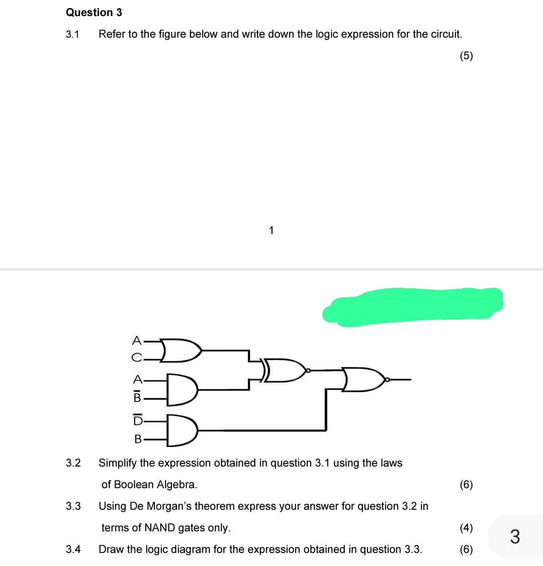 Solved Question 3 3.1 ﻿Refer to the figure below and write | Chegg.com