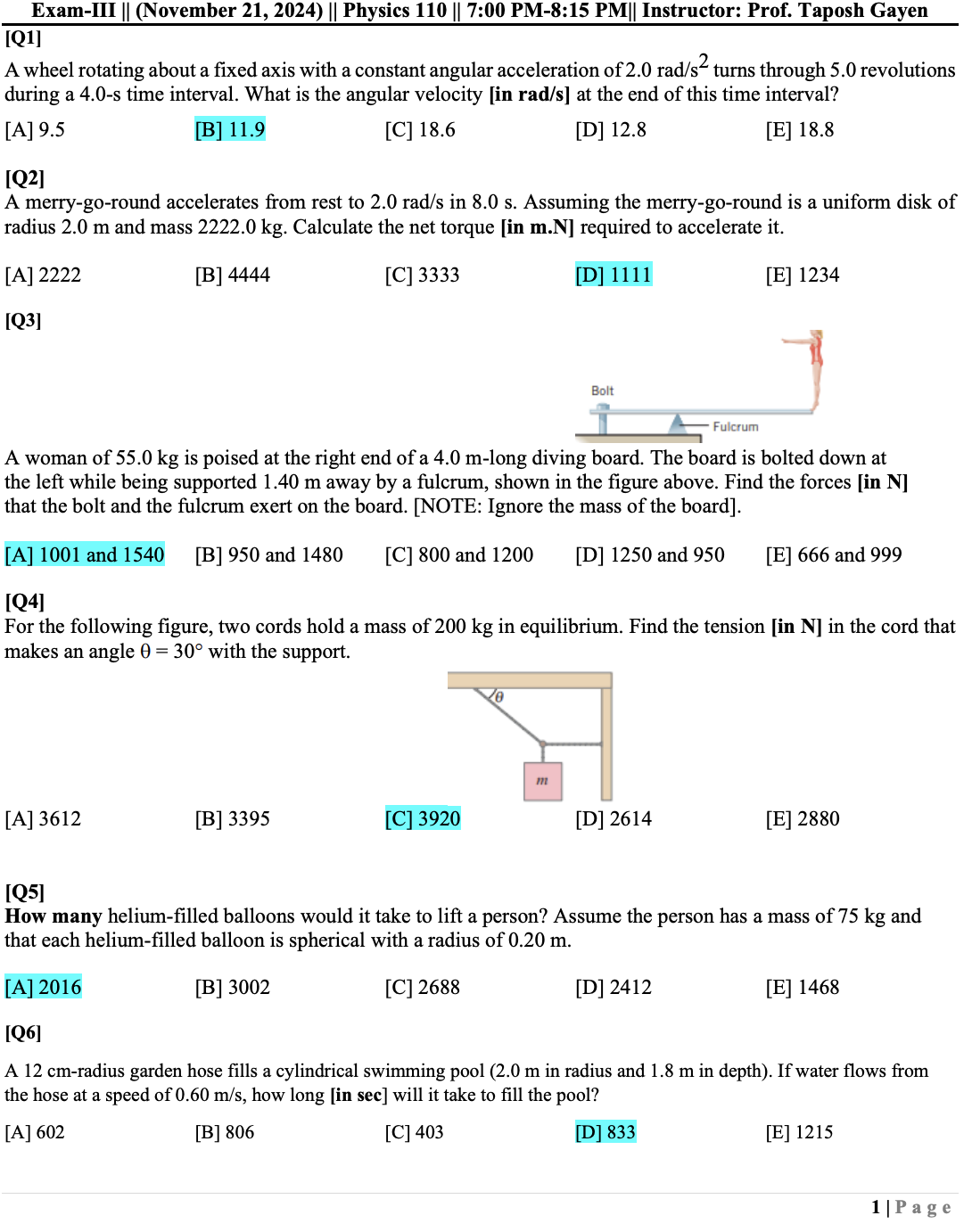 Solved [Q1] ﻿A wheel rotating about a fixed axis with a | Chegg.com