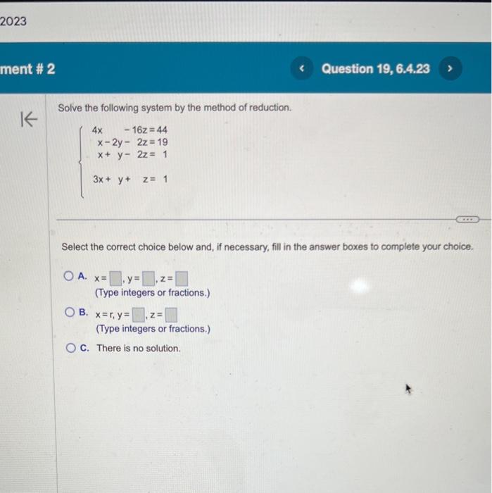 Solved Solve The Following System By The Method Of | Chegg.com