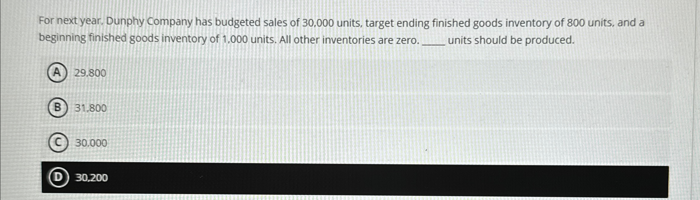Solved For next year. Dunphy Company has budgeted sales of | Chegg.com