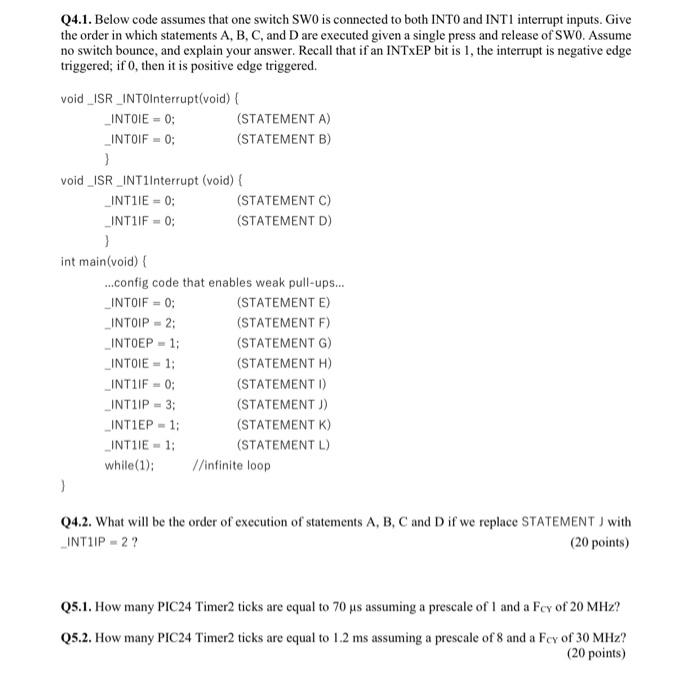 Q4 1 Below Code Assumes That One Switch Swo Is Co Chegg Com