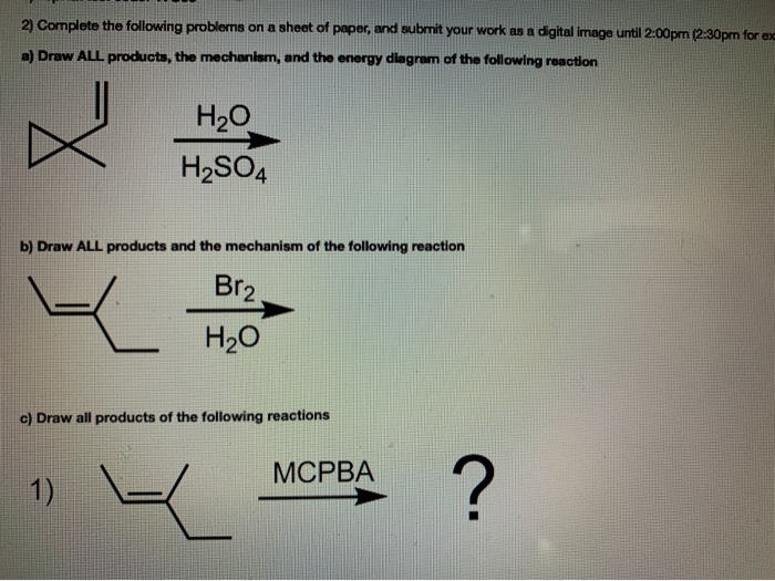 Solved 2) Complete the following problems on a sheet of | Chegg.com