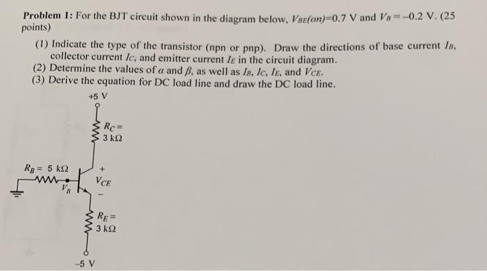 Solved Problem 1: For The BJT Circuit Shown In The Diagram | Chegg.com