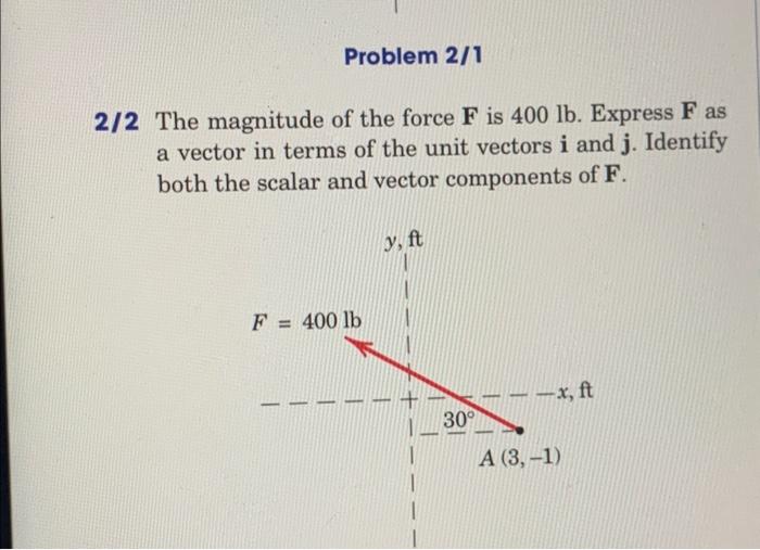 Solved 2/2 The magnitude of the force F is 400lb. Express F | Chegg.com