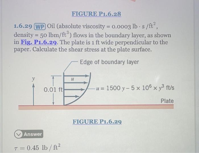 Solved FIGURE P1.6.28 1.6.29 WP Oil (absolute Viscosity = | Chegg.com