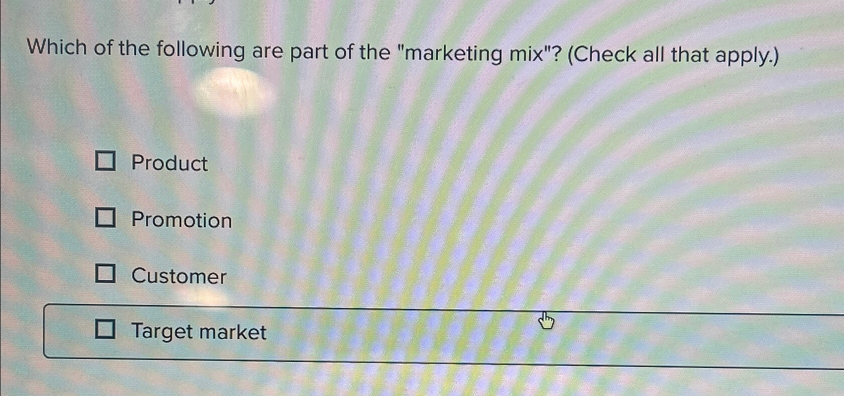 Solved Which of the following are part of the "marketing | Chegg.com