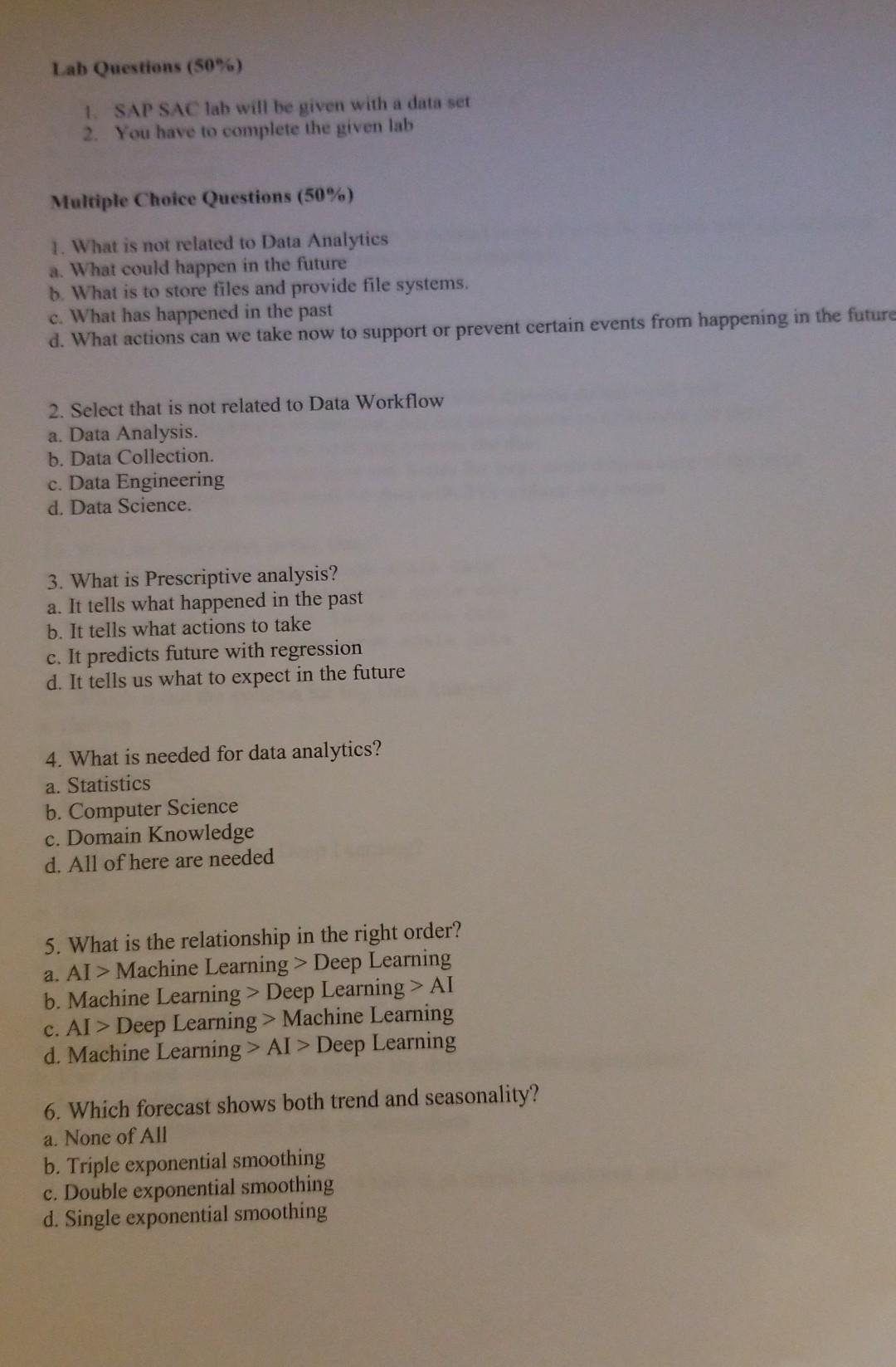 Solved Lab Questions (50%) 1. SAP SAC Lab Will Be Given With | Chegg.com