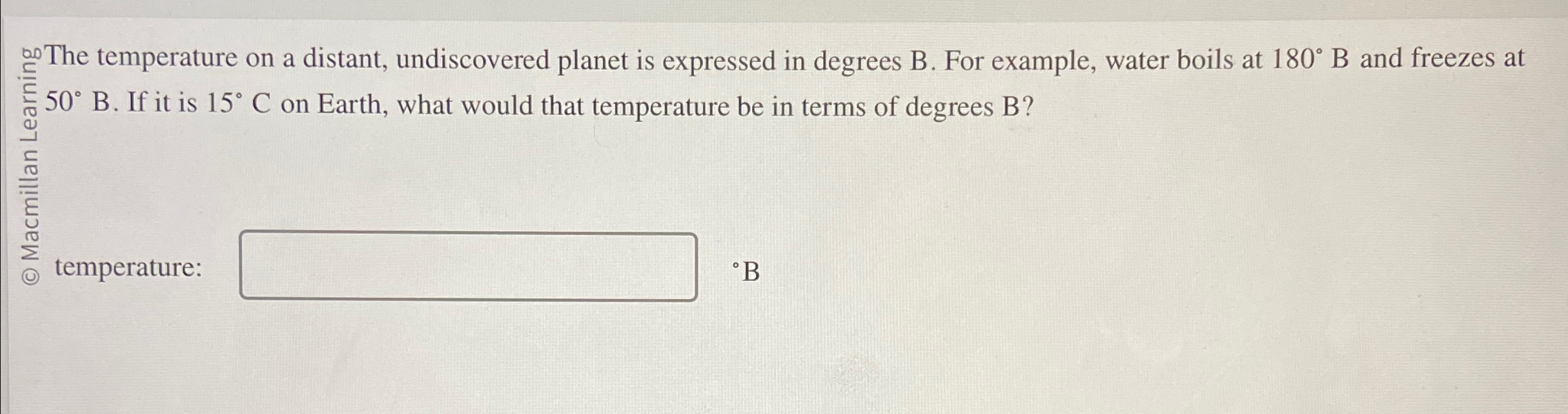 Solved The temperature on a distant, undiscovered planet is | Chegg.com