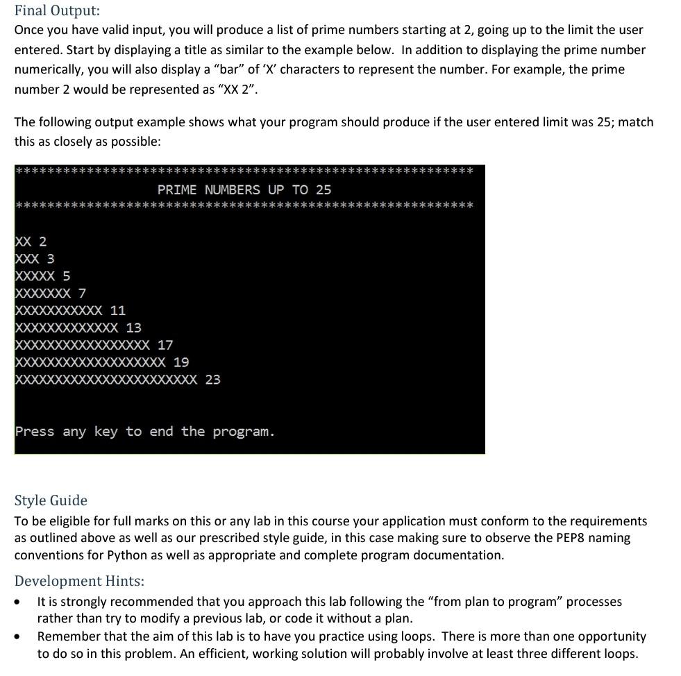 Solved URGENT HELP NEEDED Python Lab - Prime Numbers | Chegg.com
