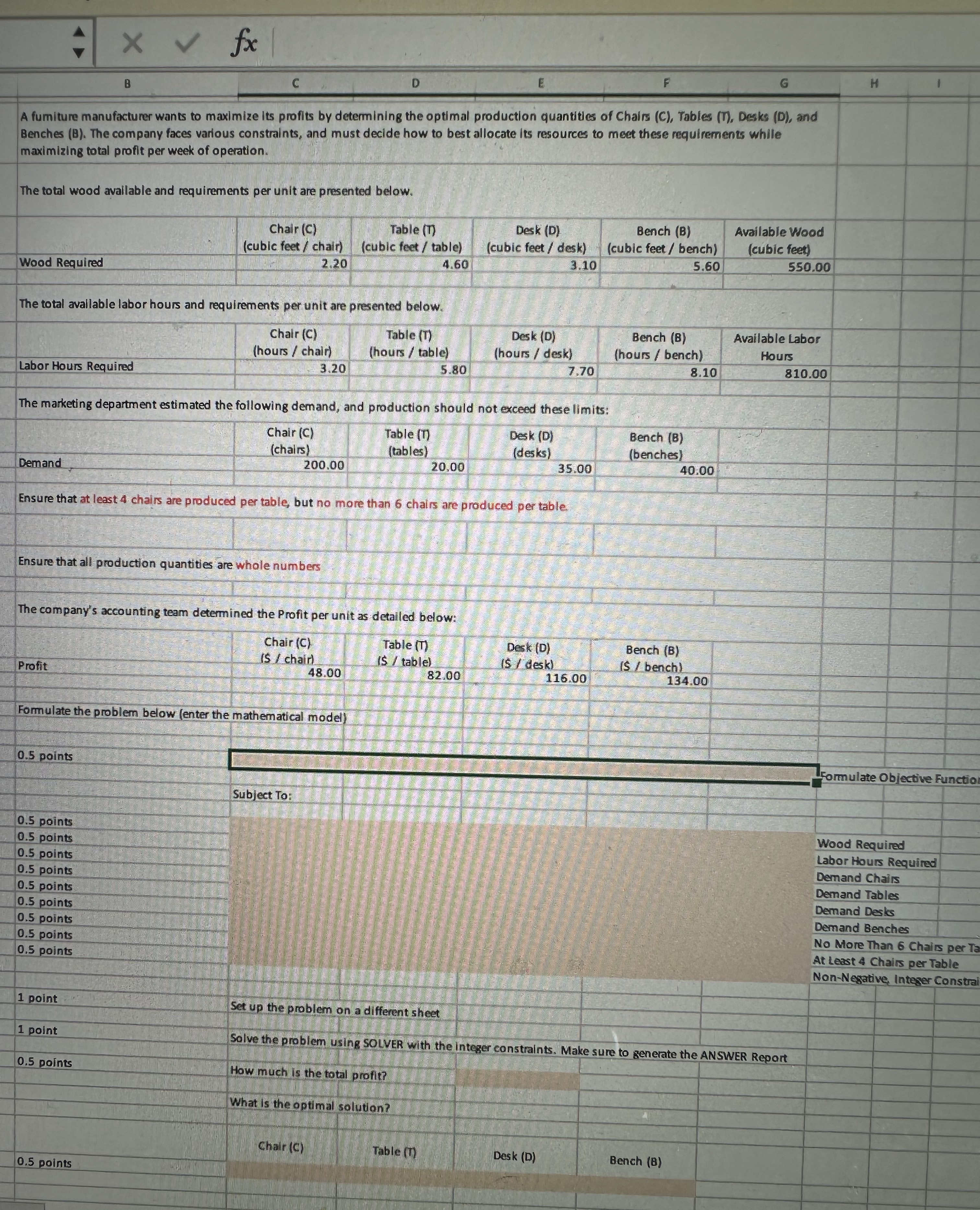 Solved Please help figure out the formulas! Thank you in | Chegg.com
