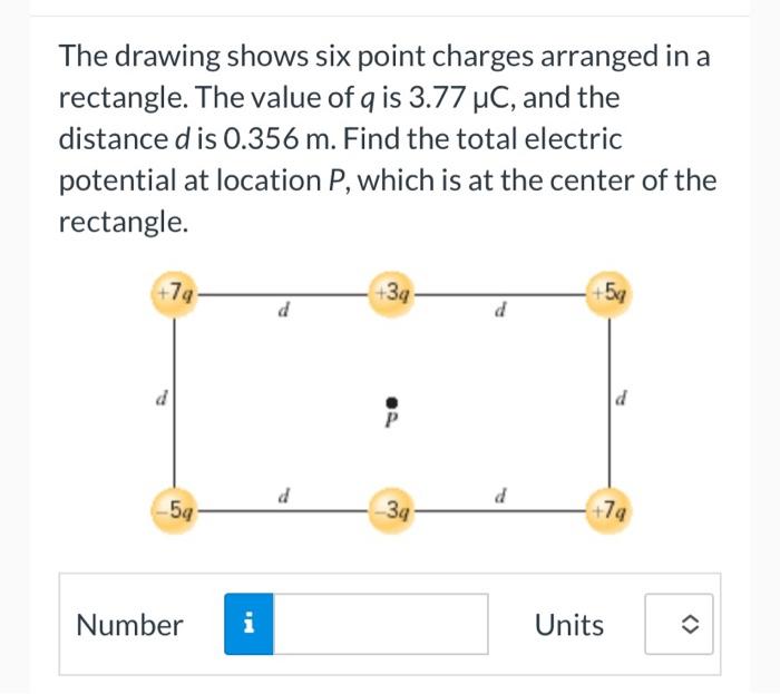 Solved The drawing shows six point charges arranged in a | Chegg.com